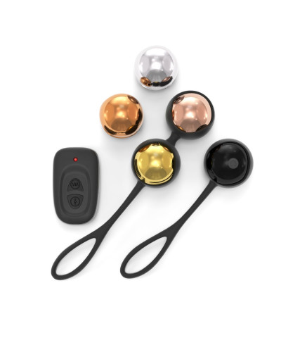Набір вагінальних кульок Dorcel Training Balls, діам. 3,4 см, вага 20-117гр, є вібрація, пульт ДК - Фото №1