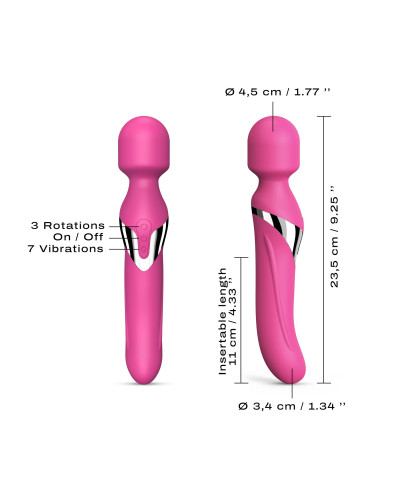 Вибромассажер 2в1 Dorcel Dual Orgasms Magenta классический массажер и вибратор с жемчужным массажем - Фото №4