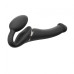 Безремневой страпон с вибрацией Strap-On-Me Vibrating Black M, диаметр 3,3см, пульт ДУ, регулируемый - Фото №1