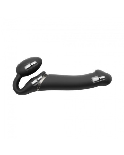 Безремневой страпон с вибрацией Strap-On-Me Vibrating Black M, диаметр 3,3см, пульт ДУ, регулируемый - Фото №2
