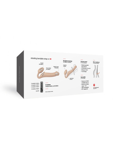 Безремневой страпон с вибрацией Strap-On-Me Vibrating Flesh M, диаметр 3,3см, пульт ДУ, регулируемый - Фото №7