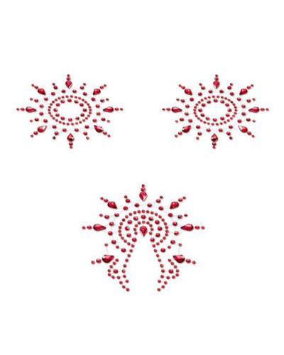 Пестіс з кристалів Petits Joujoux Gloria set of 3 - Red, прикраса на груди та вульву - Фото №1