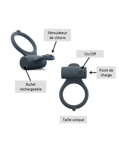 Эрекционное кольцо Dorcel Power Clit Plus с вибрацией, перезаряжаемое, с язычком со щеточкой - Фото №5