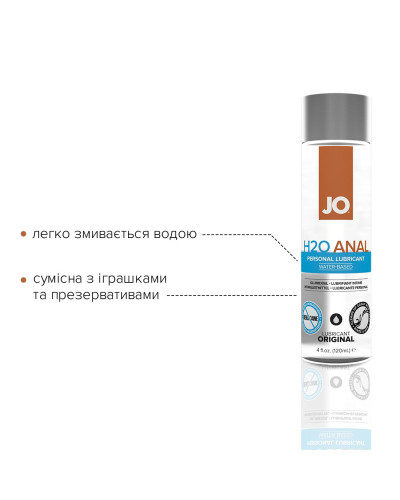 Анальна змазка JO ANAL H2O — ORIGINAL (120 мл) на водній основі, рослинний гліцерин - Фото №3