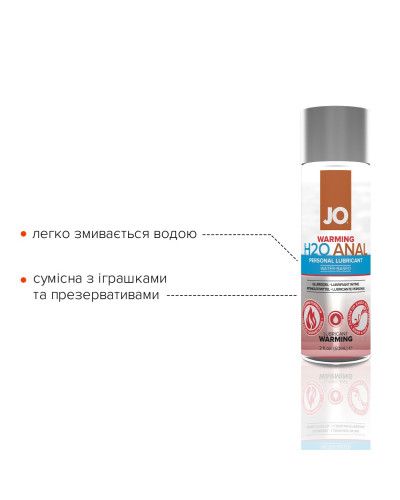 Анальна змазка JO ANAL H2O — WARMING (60 мл) розігрівальна, на водній основі - Фото №3