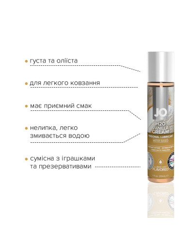 Змазка на водній основі JO H2O — Vanilla Cream (30 мл) без цукру, рослинний гліцерин - Фото №3