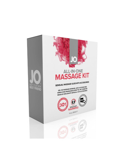 Набор для массажа JO ALL IN ONE MASSAGE GIFT SET: разогревающий гель, массажер и свеча - Фото №5