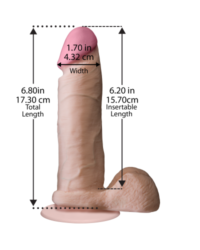 Фаллоимитатор Doc Johnson The Realistic Cock 6 inch White - ULTRASKYN, Vack-U-Lock, диаметр 4,3см - Фото №3