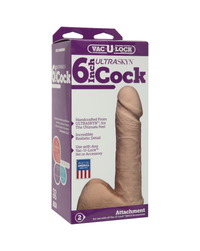 Фаллоимитатор Doc Johnson Vac-U-Lock - 6 Inch ULTRASKYN Cock White, диаметр 4,3см - Фото №2