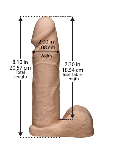 Фаллоимитатор Doc Johnson Vac-U-Lock - 8 Inch ULTRASKYN Cock White, диаметр 5,1см - Фото №2