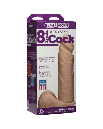 Фаллоимитатор Doc Johnson Vac-U-Lock - 8 Inch ULTRASKYN Cock White, диаметр 5,1см - Фото №3