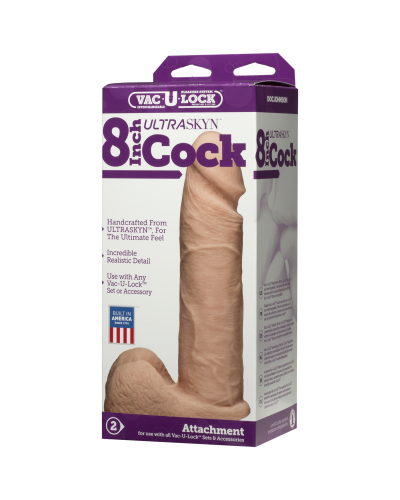 Фаллоимитатор Doc Johnson Vac-U-Lock - 8 Inch ULTRASKYN Cock White, диаметр 5,1см - Фото №4