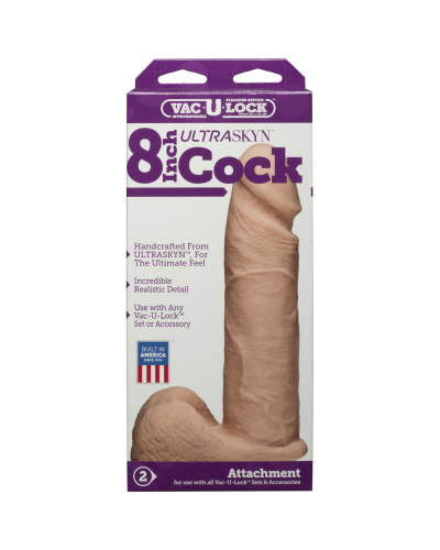 Фаллоимитатор Doc Johnson Vac-U-Lock - 8 Inch ULTRASKYN Cock White, диаметр 5,1см - Фото №5
