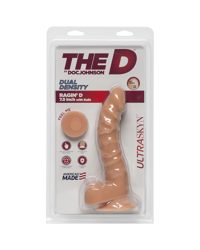Фалоімітатор Doc Johnson The D - Ragin D - 7,5 Inch With Balls - ULTRASKYN, діаметр 3,8 см - Фото №2