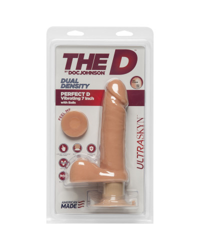 Фаллоимитатор Doc Johnson The D - Perfect D - Vibrating 7 Inch With Balls - ULTRASKYN, диаметр 4,5см - Фото №2