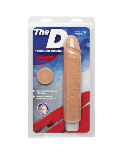 Фалоімітатор Doc Johnson The D: Shakin D 9 Inch Vibro ULTRASKYN, діаметр 3,8 см, плавне регулювання - Фото №2