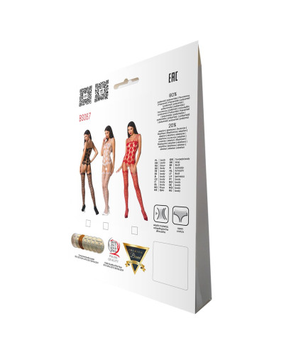 Бодістокінг Passion BS067 white, комбінезон, імітація панчох і топа на бретелях - Фото №6