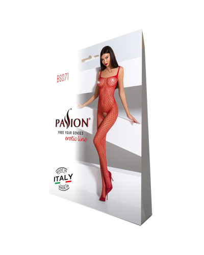 Бодистокинг Passion BS071 red, комбинезон на бретелях - Фото №5
