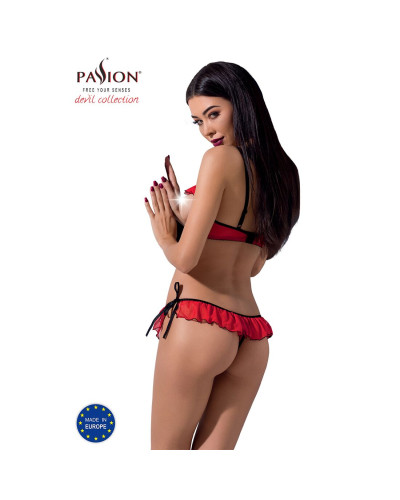 Комплект білизни Passion Exclusive CHERRY SET OpenBra S/M, red, відкритий ліф, трусики-спідничка - Фото №2