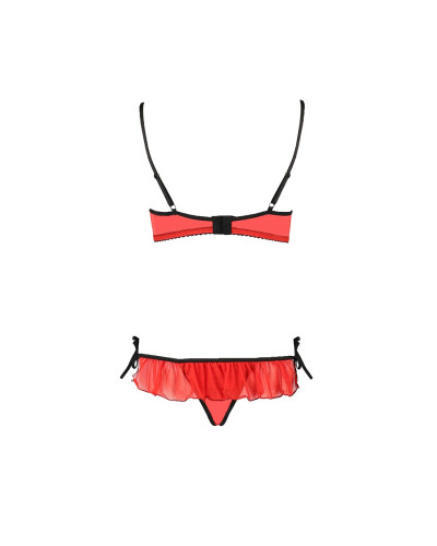 Комплект білизни Passion Exclusive CHERRY SET OpenBra S/M, red, відкритий ліф, трусики-спідничка - Фото №6