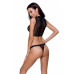 Комплект білизни Passion Exclusive DEBRA SET XXL/XXXL, black стрепи, топ з декольте, трусики - Фото №2