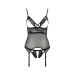 Корсет з відкритими грудьми Passion DIABOLINA CORSET S/M, black, пажі, трусики, напівпрозорий - Фото №3