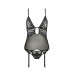 Корсет з декольте Passion ERZA CORSET L/XL, black, пажі, трусики, напівпрозорий - Фото №3