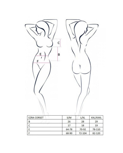 Корсет з декольте Passion ERZA CORSET L/XL, black, пажі, трусики, напівпрозорий - Фото №5