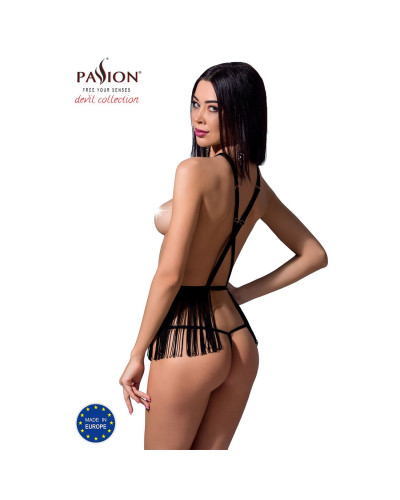 Комплект білизни Passion Exclusive INDRA SET OpenBra S/M, black, стрінги, портупея з бахромою - Фото №2