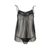 Сорочка прозора бебі дол Passion MELANIA CHEMISE S/M, black, трусики, на тонких бретелях - Фото №3