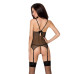 Корсет з пажами Passion MELANIA CORSET L/XL, black, трусики, напівпрозорий - Фото №2