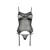 Корсет з пажами Passion MELANIA CORSET L/XL, black, трусики, напівпрозорий - Фото №5