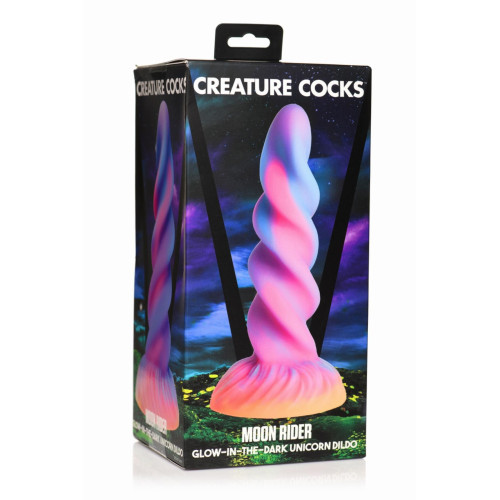 Фентезійний фалоімітатор Creature Cocks Glow-in-the-Dark Unicorn Dildo, світиться в темряві, 20,6 см