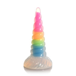 Фентезійний фалоімітатор Creature Cocks Luminescent Rainbow Silicone Dildo, світиться в темряві, 19,6 см