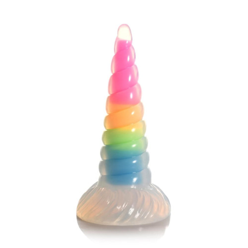 Фентезійний фалоімітатор Creature Cocks Luminescent Rainbow Silicone Dildo, світиться в темряві, 19,6 см