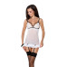 Сорочка прозора з пажами Passion ORIHIME CHEMISE XXL/XXXL, white, трусики, стрепи - Фото №1