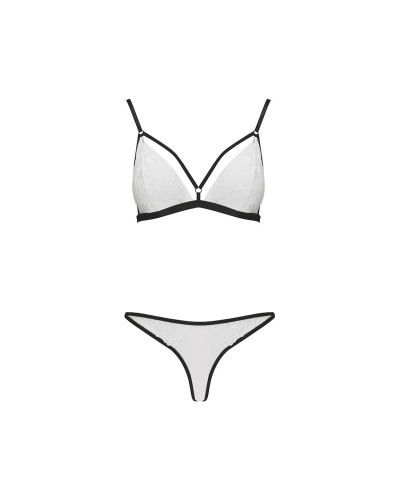 Комплект білизни Passion ORIHIME SET S/M, white, стрепи, ліф і трусики - Фото №3