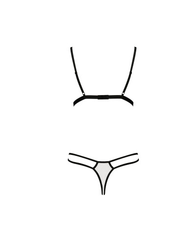 Комплект білизни Passion ORIHIME SET S/M, white, стрепи, ліф і трусики - Фото №4