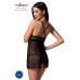 Прозора сорочка приталена Passion QUENTRIS CHEMISE L/XL, black, трусики - Фото №2