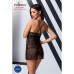 Прозора сорочка приталена Passion QUENTRIS CHEMISE L/XL, black, трусики - Фото №4