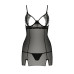 Прозора сорочка приталена Passion QUENTRIS CHEMISE L/XL, black, трусики - Фото №5