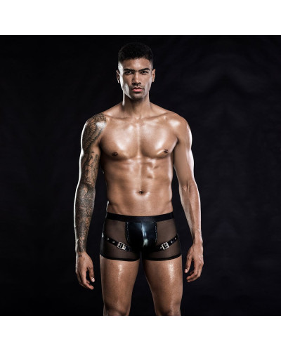 Чоловічі еротичні сітчасті труси з ременями, One Size Black - Фото №1