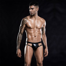 Лакові чоловічі труси з відкритою попкою, One Size Black