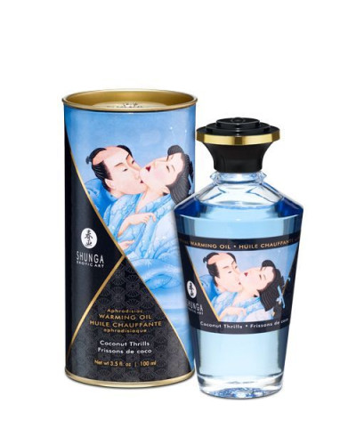 Разогревающее масло Shunga Aphrodisiac Warming Oil - Coconut Thrills (100 мл) без сахара, вкусный - Фото №1