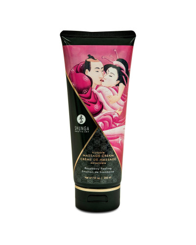 Їстівний масажний крем Shunga Kissable Massage Cream – Raspberry Feeling (200 мл) - Фото №1