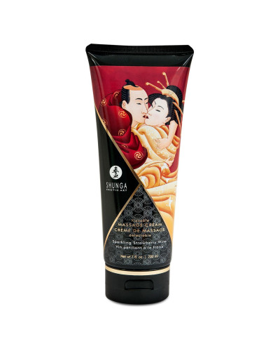 Їстівний масажний крем Shunga Kissable Massage Cream – Sparkling Strawberry Wine (200 мл) - Фото №1