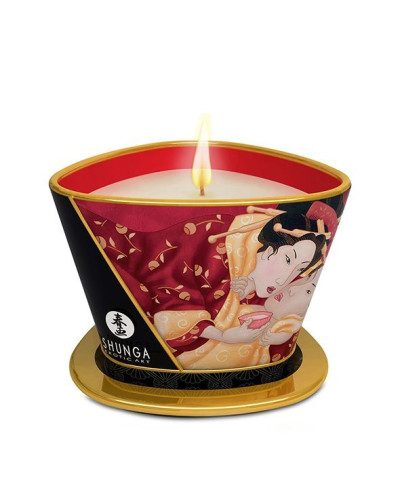 Массажная свеча Shunga Massage Candle - Sparkling Strawberry Wine (170 мл) с афродизиаками - Фото №1