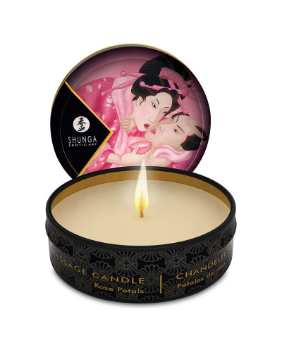 Масажна свічка Shunga Mini Massage Candle – Rose Petals (30 мл) з афродизіаками - Фото №1