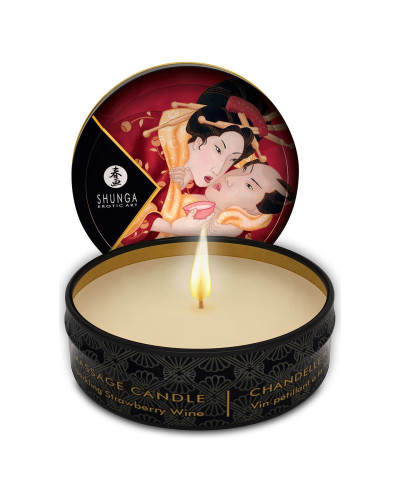 Массажная свеча Shunga Mini Massage Candle – Sparkling Strawberry Wine (30 мл) с афродизиаками - Фото №1